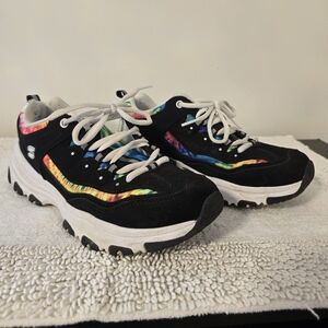 Skechers Black Athletic Sneakers with Rainbow Accent